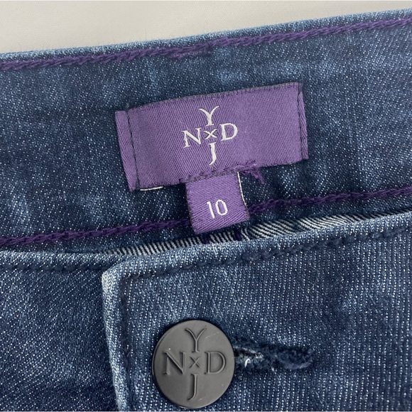 NYDJ Not Your Daughter Jeans Straight Leg Bedazzled Back Pockets Dark Blue Wash - Picture 8 of 14